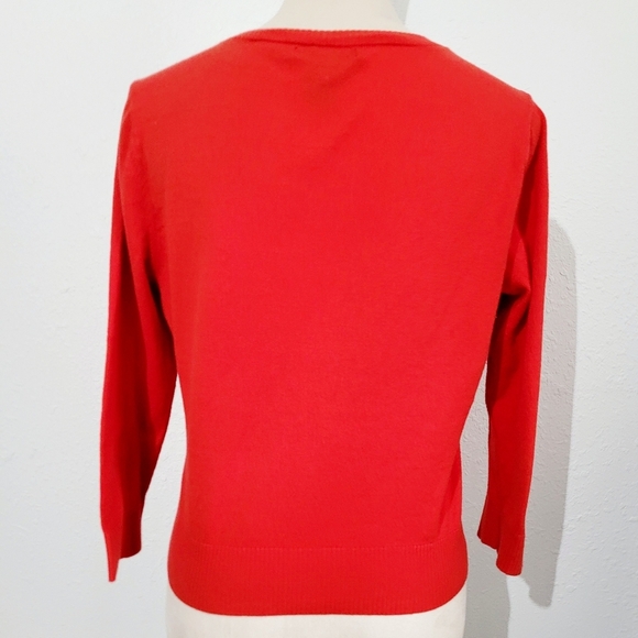 New York & Company Women Cardigan Sweater Medium Floral Front Button 100% Cotton - Picture 4 of 9